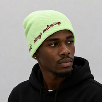 Bonnet en tricot gaufré brodé 3D personnalisé Highfly, doublure satinée, chapeau d'hiver, voyage, OEM ODM, faible MOQ 50 pièces, échantillon, vente en gros