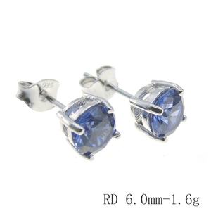 925 Sterling Silver Solitaire <b>Earring</b> 6mm Tanzanite Stud <b>Earrings</b> - Product Image 2