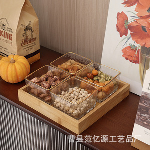 Glass Fruit Plate With Compartments Rectangle Snack <b>Tray</b> For Home Coffee Tea Dessert <b>Storage</b> <b>Trays</b> - Product Image 2