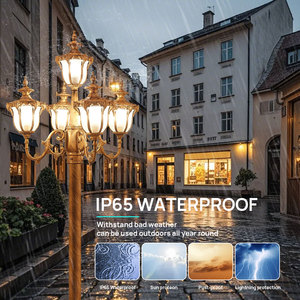 Nhà sản xuất bán buôn Châu Âu cổ LED vườn ánh sáng bài IP65 AC Glass nhôm đèn cơ thể cổ điển đường phố đèn bài - Product Image 5