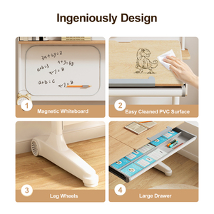 Rắn Gỗ Trẻ Em Vẽ Bảng Đọc Sách Chiều Cao Có Thể Điều Chỉnh Máy Tính Bàn Trẻ Em Nhà Nghiên Cứu Bảng Văn Phòng Với Cao Kệ Sách - Product Image 4