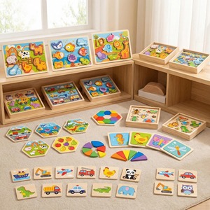 Puzzle géométrique en bois Montessori pour les tout-petits et les jeunes enfants, jouet éducatif cognitif DIY, développement de la pensée logique - Product Image 3