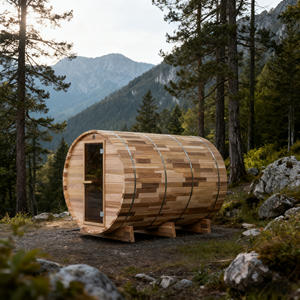 Sauna Exterior de Lujo Coasts, Sauna de Vapor de Madera de <span class=keywords><strong>Cedro</strong></span> Rojo Canadiense para 4 Personas, Sauna de Barril de Madera - Product Image 1