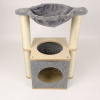Arbre à chat pliable tout-en-un de luxe moderne, grand, en bois durable, avec griffoir en sisal et peluche, nid, hamac et lit pour chat