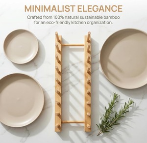 Holder Vertical Drainer <b>Plate</b> Organizer Bamboo Dish <b>Racks</b> <b>Plate</b> Stand for Cabinet Stand Drainer Storage Holder Organizer - Product Image 5