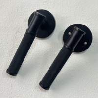 Poignée de porte multifonctionnelle traditionnelle en laiton massif moleté noir mat de haute qualité pour cuisine et salle de bain - Antirouille et écologique