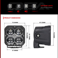 Projecteur LED 3 pouces 20W pour éclairage extérieur automobile, 5 faisceaux, IP67, 9-36V DC, 2000lm, pour conduite, brouillard, éclairage large et spot combiné, pour camion, SUV, 4x4, tout-terrain