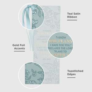 Marcapáginas <span class=keywords><strong>de</strong></span> Piel Sintética con Versículo Bíblico para Mujer, Conozco los Planes que tengo para ti - Jeremías 29:11, Versículo Inspirador - Product Image 3