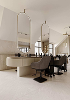 Ensemble chaise et miroir de style double face Mobilier de salon de beauté Miroir avec cadre doré Miroir de poste de barbier avec rangement