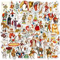 56 pegatinas de PVC impermeables estilo circo para decoración DIY de fundas de teléfono, cuadernos y botellas de agua
