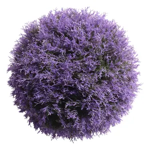 garden ornaments handmade plastic green ball with purple flower artificial topiary boxwood ball plant with factory price