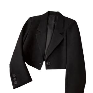 Nouveau col en V dames bouton unique court Blazers femmes mode manteau - Product Image 3