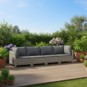 Salon de jardin en rotin gris pour 6 personnes, design contemporain, style moderne - Product Image 2