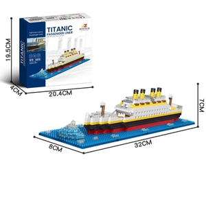 Blocs de construction en micro-particules pour enfants en forme de bateau Titanic, jouet éducatif en puzzle 3D, briques d'assemblage en plastique pour les enfants de 6 ans et plus - Product Image 2