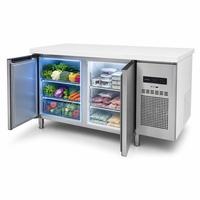 Table de travail réfrigérée et congélateur double température en acier inoxydable pour cuisine centrale et usine alimentaire