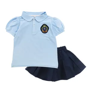 Hot sale custom new style primary school short sleeve child summer cotton kids cute kindergarten uniforms for school