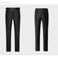 Setelan Jas Pria Slim Fit Bahan TR 2 Potong Warna Hitam Single Breasted 1-Kancing Kerah Runcing untuk Bisnis dan Pernikahan