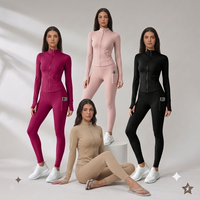 Nouvel Arrivage Automne 2026 – Ensemble de Yoga Femme en Spandex/Polyester Anti-Transpiration et Infroissable avec Col Montant et Fermeture Éclair