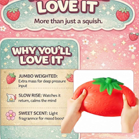 Balle anti-stress réaliste en forme de fraise géante, à remontée lente, pour soulagement sensoriel et fidget