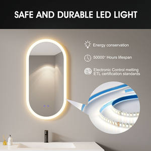 Fabricants OEM cadre mince personnalisation ODM miroir <span class=keywords><strong>de</strong></span> <span class=keywords><strong>salle</strong></span> <span class=keywords><strong>de</strong></span> <span class=keywords><strong>bain</strong></span> ovale rétro-éclairé en verre écologique avec lumière - Product Image 5