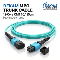 Kabel Serat Optik Multimode DEKAM 12 Core MPO ke MPO Patch Cord OM4 50/125um Trunk Cable 3.0mm LSZH untuk Pusat Data 40G 100G