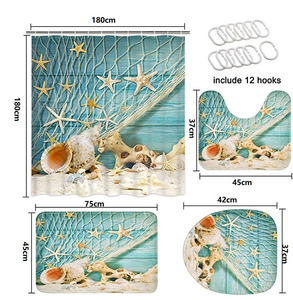 Hot bán tùy chỉnh 3D in cortinas de banos <span class=keywords><strong>Set</strong></span> Chất lượng cao polyester không thấm nước 4 cái phòng tắm vòi sen Curtain <span class=keywords><strong>Set</strong></span> với tấm thảm - Product Image 5