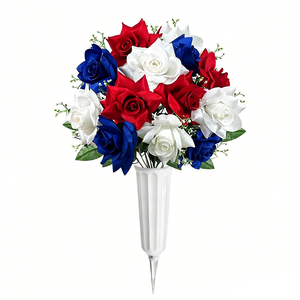 Bouquet di Fiori Artificiali Realistici: Rose <span class=keywords><strong>Rosse</strong></span> e Gialle, <span class=keywords><strong>Margherite</strong></span> Bianche per Centrotavola, Feste e Decorazioni Funebri - Product Image 2