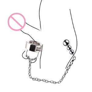 SM <span class=keywords><strong>Male</strong></span> Erotic Products Edelstahl Hoden gewichtete Ringe Ball Stretcher Scrotal Restrains <span class=keywords><strong>Sex</strong></span> Produkte - Product Image 6