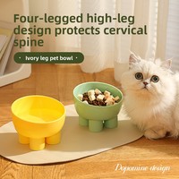 Gamelle surélevée pour animaux de compagnie à 4 pieds en forme de patte d'éléphant, 450 ml, en plastique, anti-déversement, pour la protection du cou du chat, vente en gros transfrontalière
