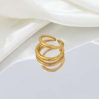 Bague Double couche en or massif 18K, bijou haut de gamme, en acier inoxydable, plaqué or, Simple et tendance, offre spéciale