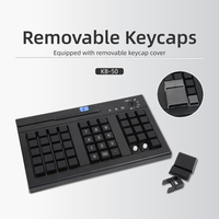 Teclado POS Mecánico de Plástico Programable USB 2.0 KB-50 con Lector de Tarjetas Magnéticas, Teclas Multicapa, Resistente al Polvo y al Agua