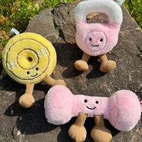 Jouets en peluche et pendentifs mignons en forme d'haltères, de kettlebells et de barres de musculation pour les passionnés