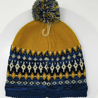 Bonnet en tricot jacquard Fair Isle doublé polaire avec pompon, unisexe, chaud, pour l'hiver et les activités de plein air par temps froid