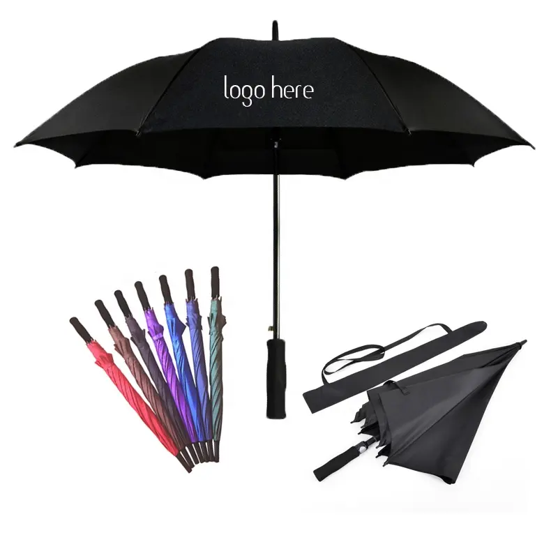 High Quality Oversize Windproof 60" Arc Custom Printed Big Golf Umbrellas With Sleeve