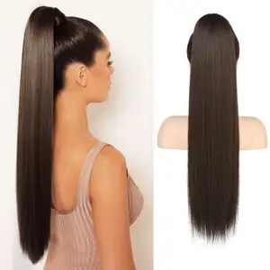 Extension per capelli a coda di cavallo da donna in fibra sintetica lunga e dritta 24 pollici 60cm con stile lisci lungo del peso di 140g