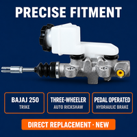 Nouvelle Pompe de Frein Hydraulique en Aluminium Argenté pour Tricycle Bajaj 250 SCB023 – Ensemble de Remplacement