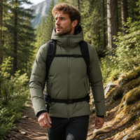 Veste de randonnée thermique rembourrée à capuche unisexe personnalisée, étiquette privée, ultra-légère, imperméable, coupe-vent, OEM clé en main, 5 couleurs
