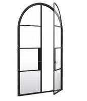 Puerta Francesa Moderna de Lujo Antirrobo para el Hogar, de Hierro Forjado y Acero, con Doble Arco Interior de Vidrio y Cerradura, para Balcón de Apartamento
