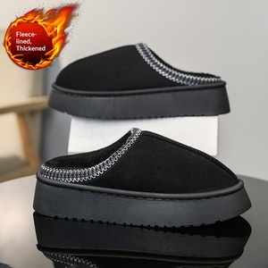 Women Platform Fleece Lined Mule <b>Slippers</b> <b>Stitched</b> Edge Thick Sole Warm Winter Indoor Outdoor Slides Wholesale - Product Image 5