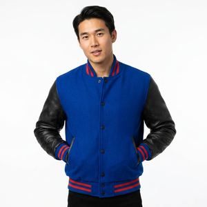Premium 100% <b>Wool</b> Winter Embroidered Front Quick Dry Stand Breathable Polyester Wadding Custom Varsity College Jacket Men's - Product Image 1
