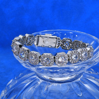 Bracelet de tennis Fulsun en laiton, motif octogonal, plaqué or blanc, entièrement pavé de zircons, style hip-hop, pour homme