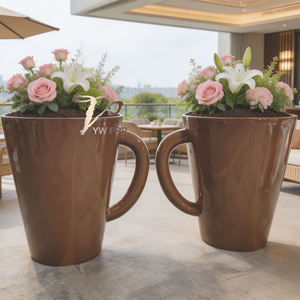 Macetero de Fibra de Vidrio Personalizado con Forma de <span class=keywords><strong>Taza</strong></span> de Café, Diseño Moderno y Lujoso para Decoración de Vestíbulos de Hotel y Plazas, Juego de Macetas Decorativas - Product Image 3