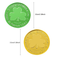 Décoration de fête - Pièce de monnaie en plastique trèfle d'Irlande, pièce de monnaie dorée pour la Saint-Patrick, pièce de monnaie dorée verte électro-plaquée, pièce de monnaie dorée, accessoire