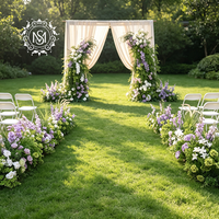 Centre de table floral artificiel blanc et vert style frais, arrangement floral pour table de mariage et décoration de fête