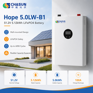แบตเตอรี่ Growatt <span class=keywords><strong>HOPE</strong></span> 5.0LW-B1 5kWh 51.2V LFP แบบชาร์จได้ ติดผนัง 6000 รอบการใช้งาน AC สำหรับระบบกักเก็บพลังงานภายในบ้าน - Product Image 1