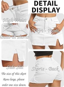 Comodo7 Mini jupe en jean sexy pour femmes personnalisées Jupe courte lavée vintage avec poches et décorations de boutons Style mignon et doux - Product Image 3