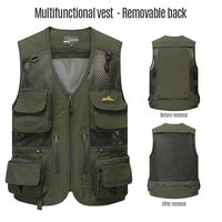 Gilet de pêcheur, veste, manteau pour homme, en maille respirante, ajouré, camouflage, pour journaliste, photographe