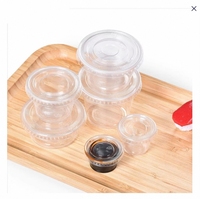 Gobelets à shot en plastique PET jetables en gros, 2 oz, 3 oz, 4 oz, 90 mm, avec couvercle transparent à charnière, écologiques, mini contenants à paroi simple