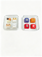 Clavier mécanique personnalisé à faible MOQ avec logo, design de dessin animé mignon, en plastique, lumineux, haute transparence, anti-stress