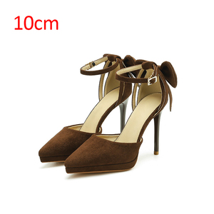 Women's Classic Suede High Heels 10CM <b>Pointed</b> Toe Minimalist Formal Pumps Bowknot Design Wedding Event - Product Image 2